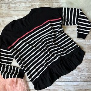 torrid Black & Coral White Stripe 2Fer Pullover Sweater size 0 Large 12